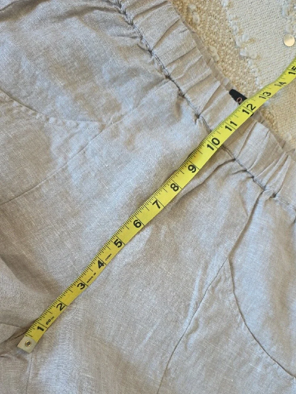Quince Women's Ankle Linen Cropped Pull On Pants in Light Beige Flax Small